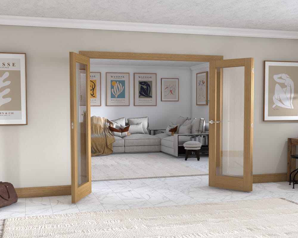 Oak P10 Frenchfold - Clear Prefinished (3 x 686mm Doors)