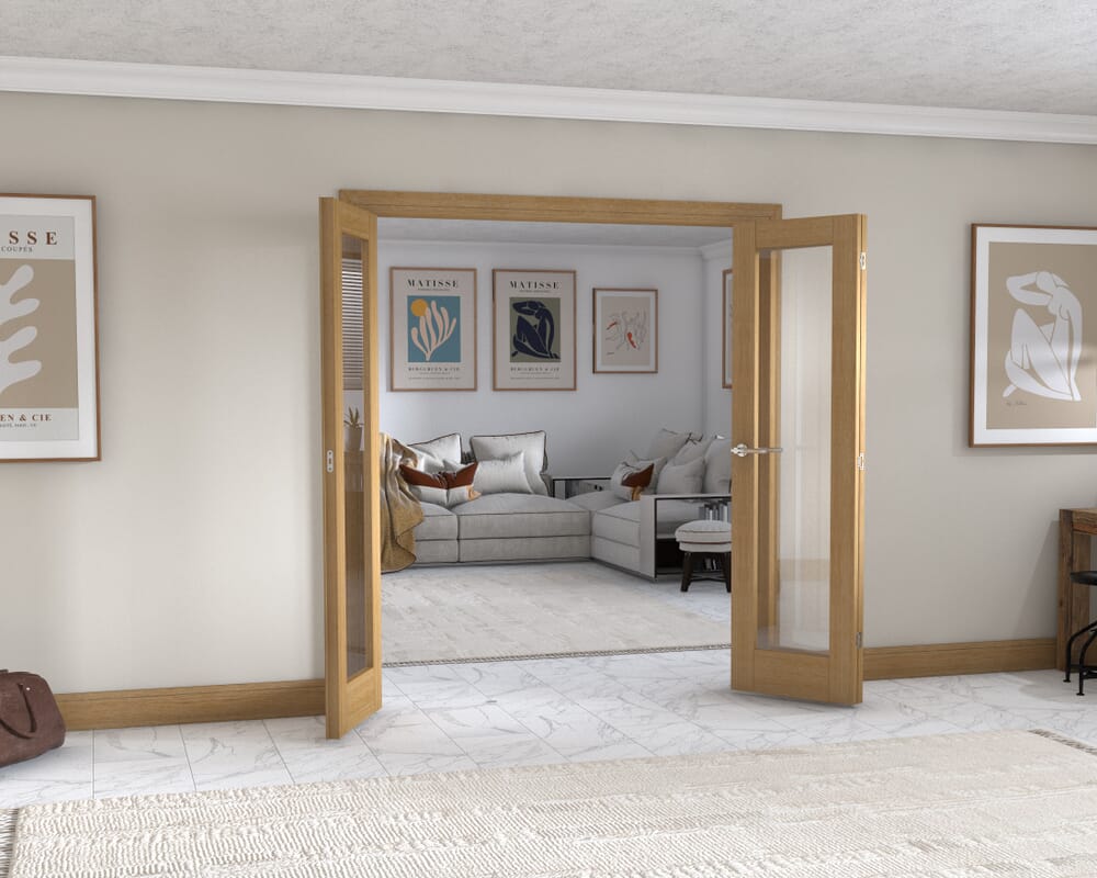 Oak P10 Frenchfold - Clear Prefinished (3 x 573mm Doors)