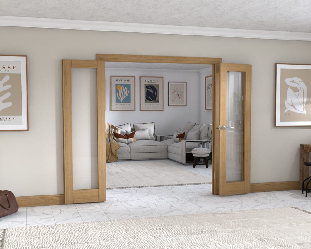 Oak P10 Frenchfold - Clear Prefinished (3 x 573mm Doors)