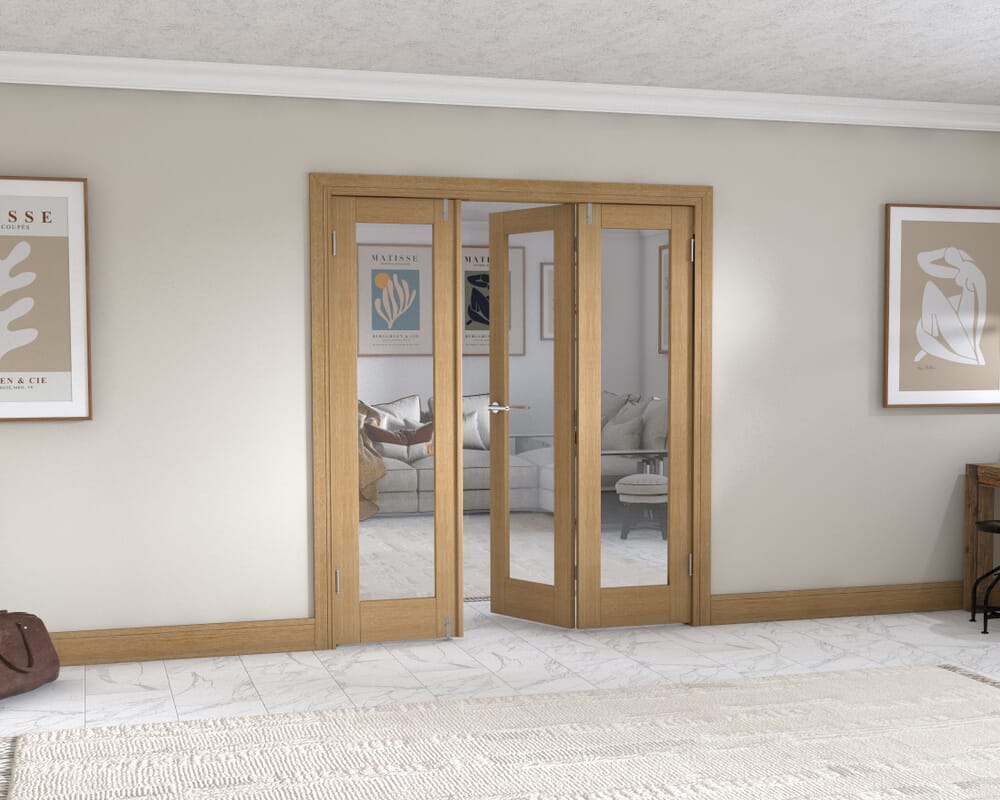 Oak P10 Frenchfold - Clear Prefinished (3 x 573mm Doors)