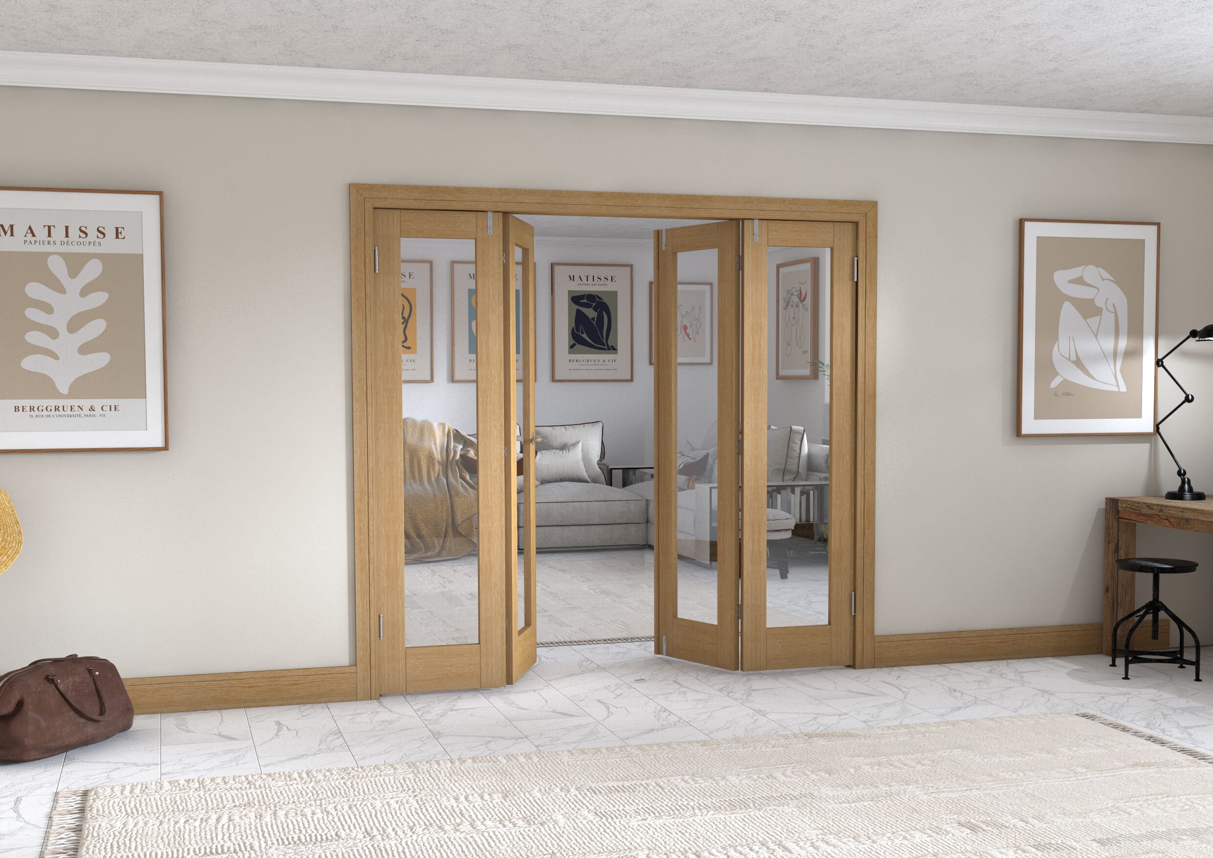 Oak P10 Frenchfold - Clear Prefinished (4 x 533mm Doors)