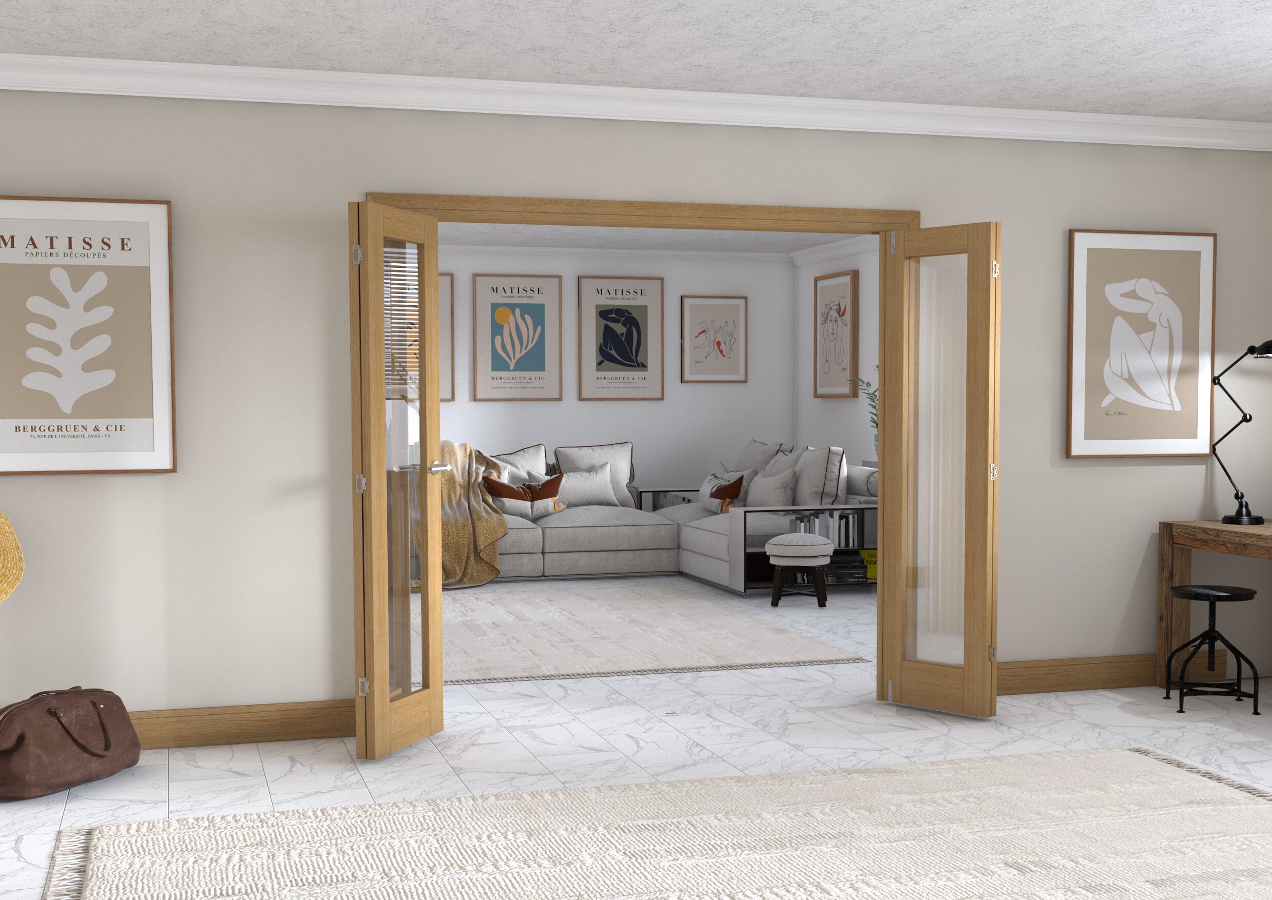 Oak P10 Frenchfold - Clear Prefinished (4 x 533mm Doors)