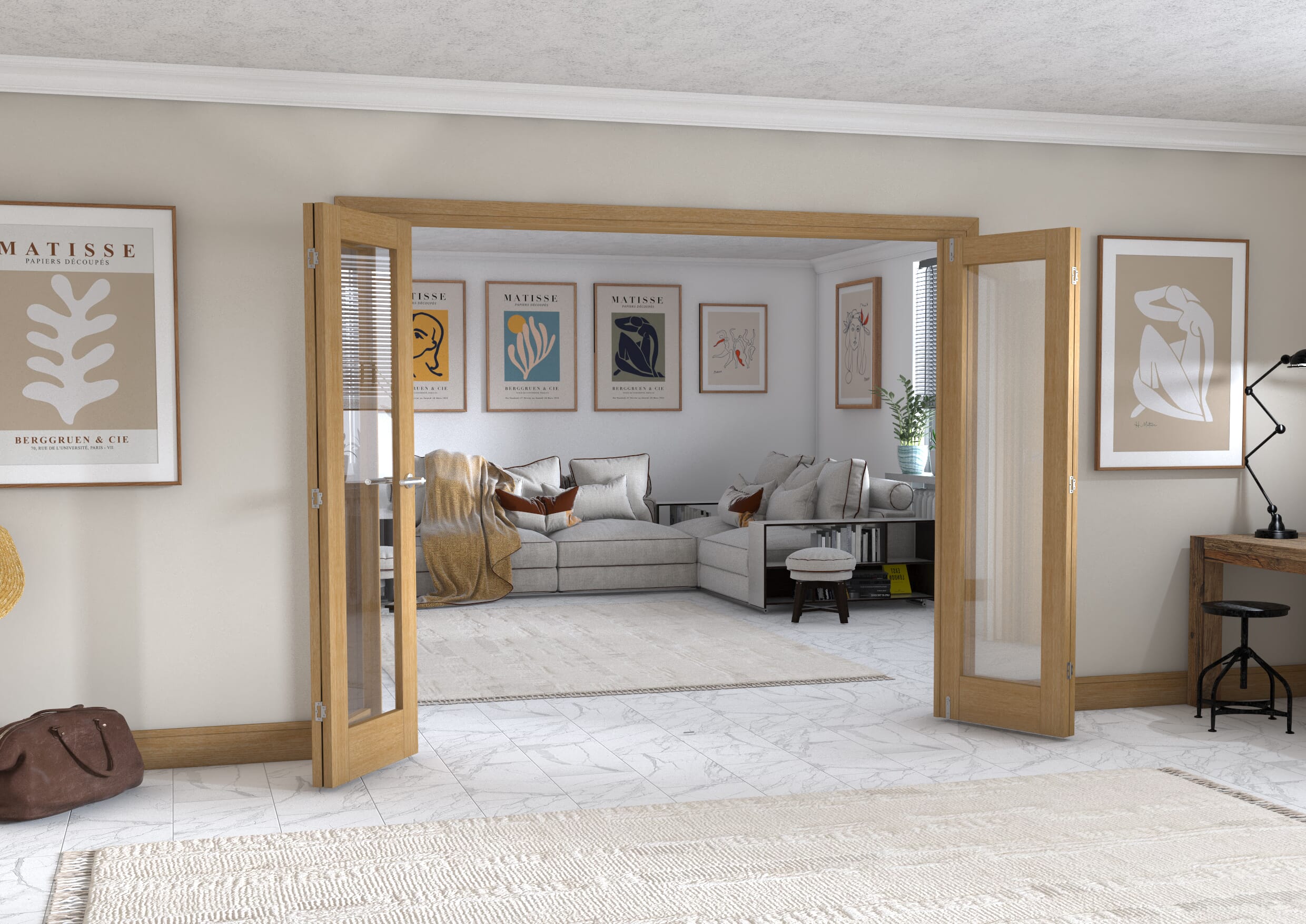 Oak P10 Frenchfold - Clear Prefinished (4 x 610mm Doors)