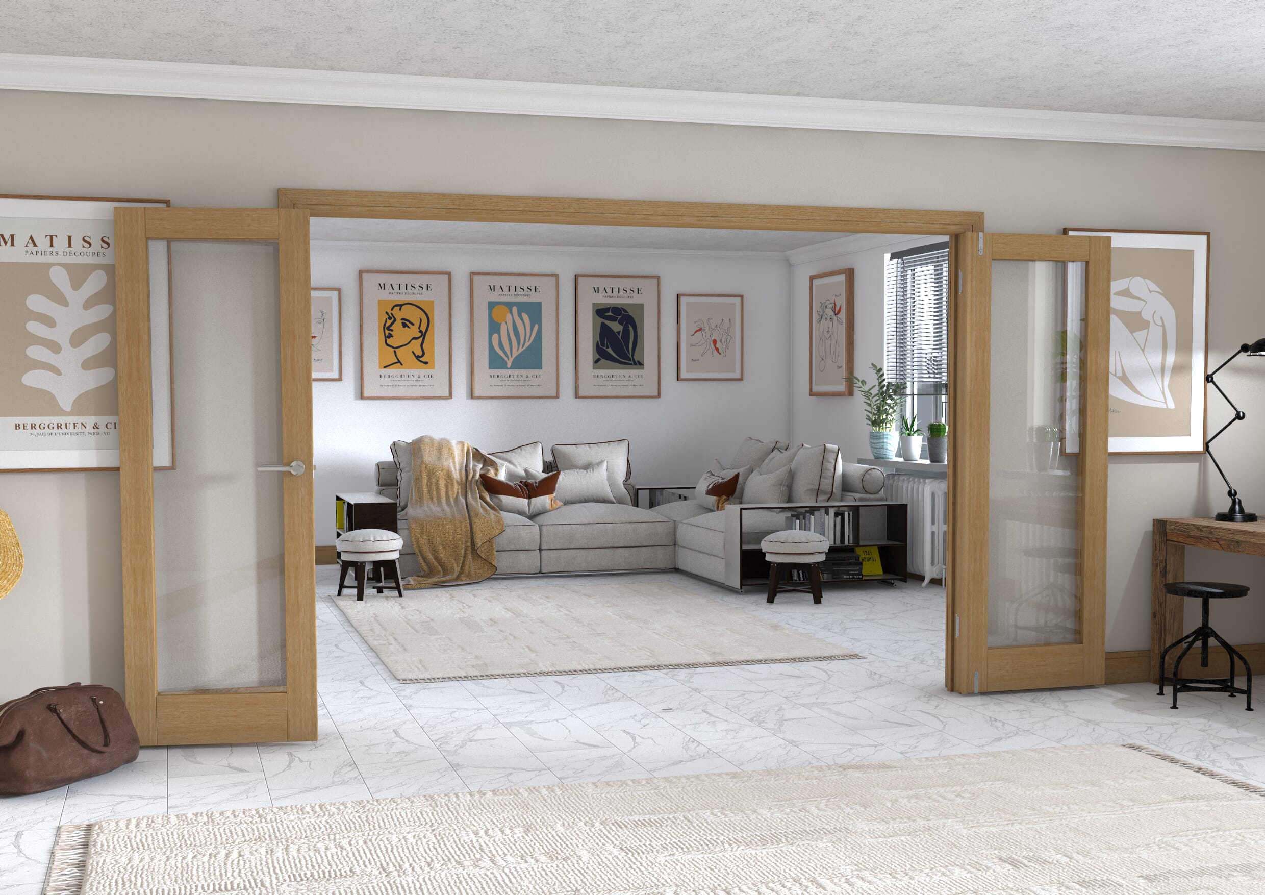 Oak P10 Frenchfold - Clear Prefinished (4 x 686mm Doors)