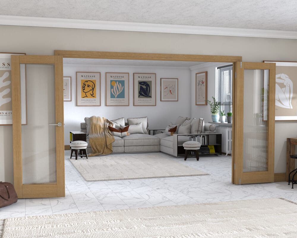 Oak P10 Frenchfold - Clear Prefinished (4 x 686mm Doors)