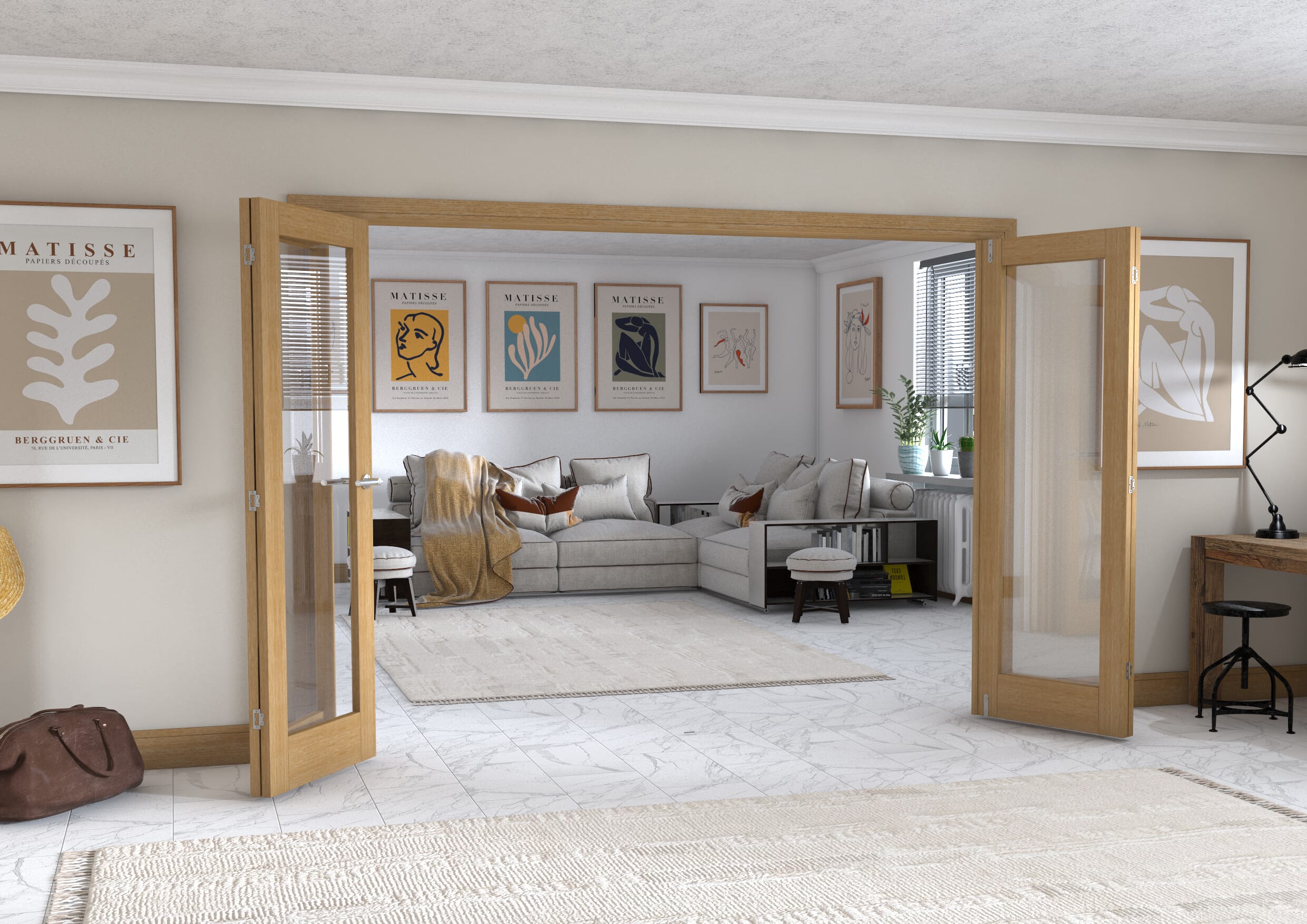 Oak P10 Frenchfold - Clear Prefinished (4 x 686mm Doors)