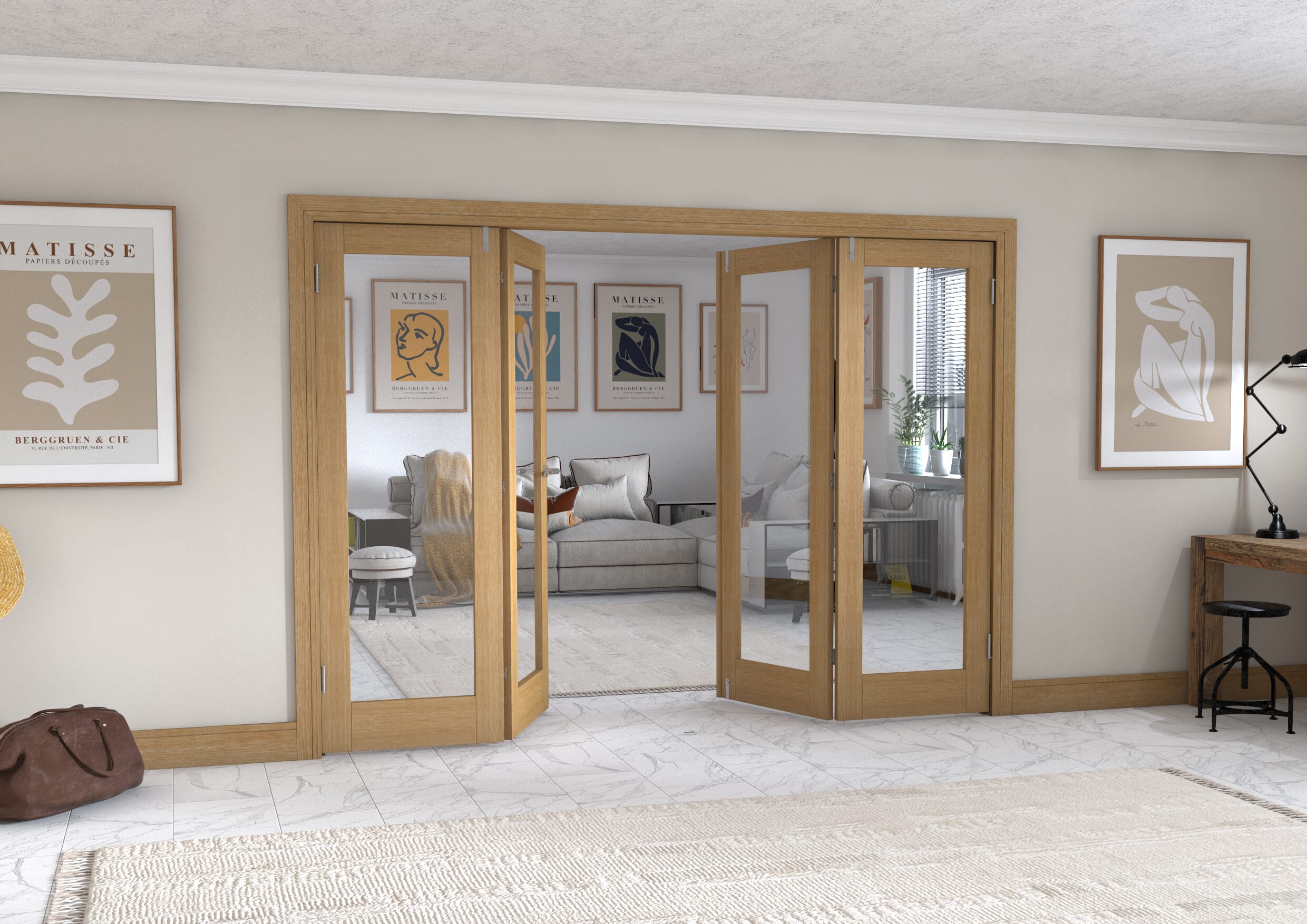 Oak P10 Frenchfold - Clear Prefinished (4 x 686mm Doors)