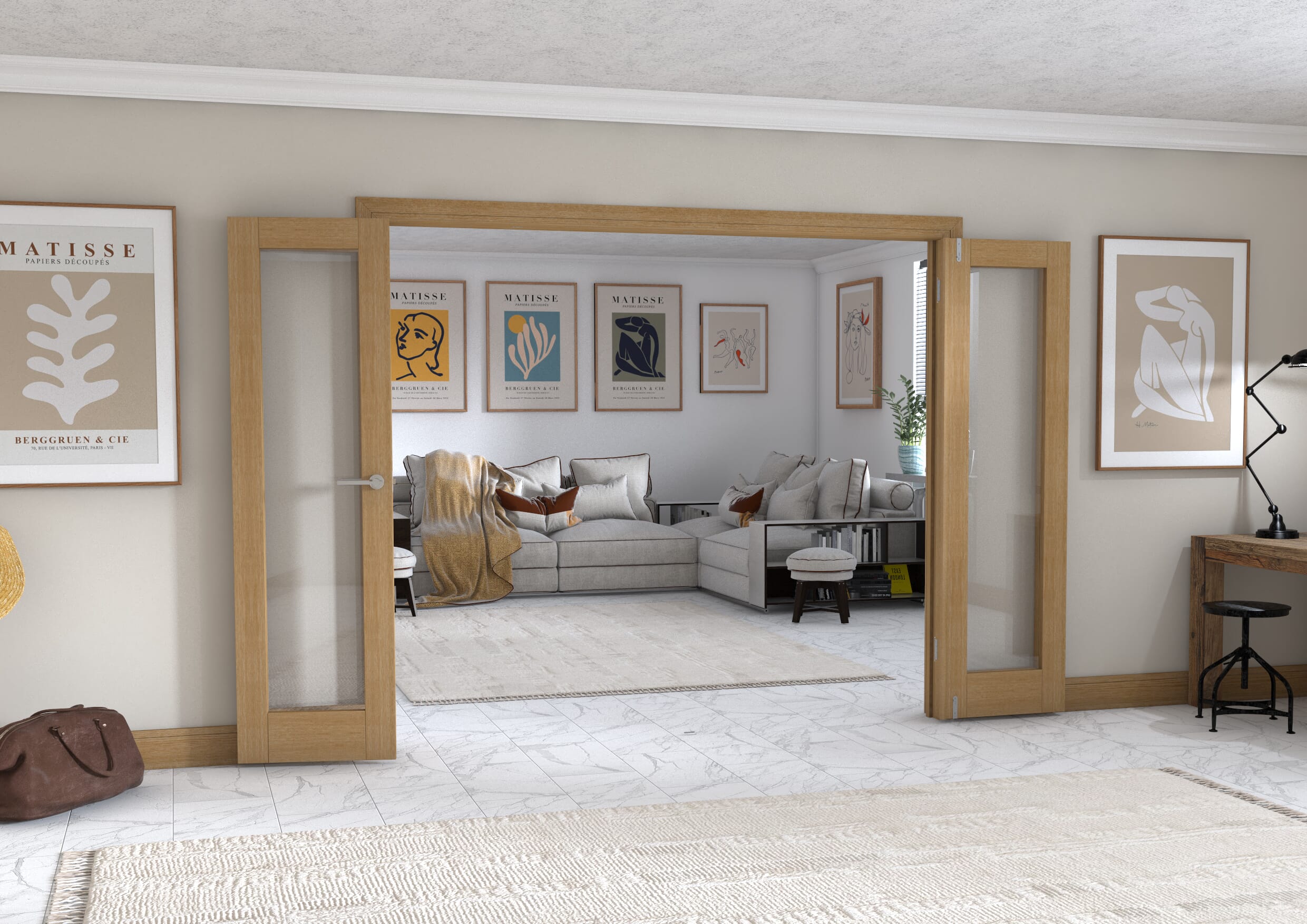 Oak P10 Frenchfold - Clear Prefinished (4 x 573mm Doors)