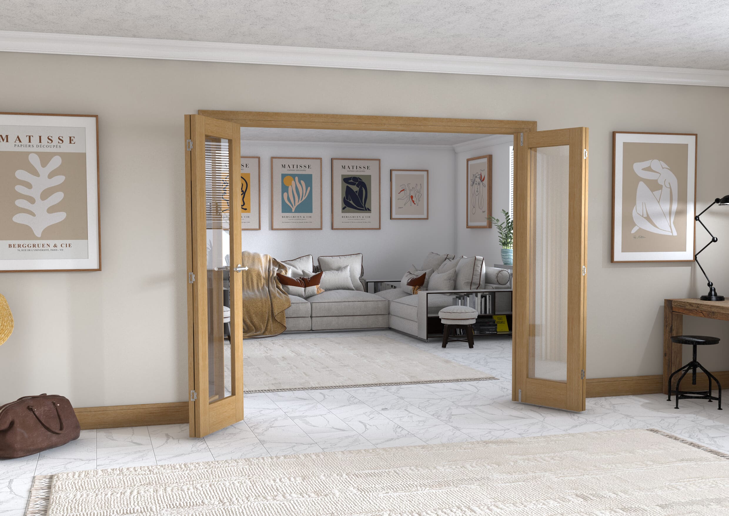 Oak P10 Frenchfold - Clear Prefinished (4 x 573mm Doors)
