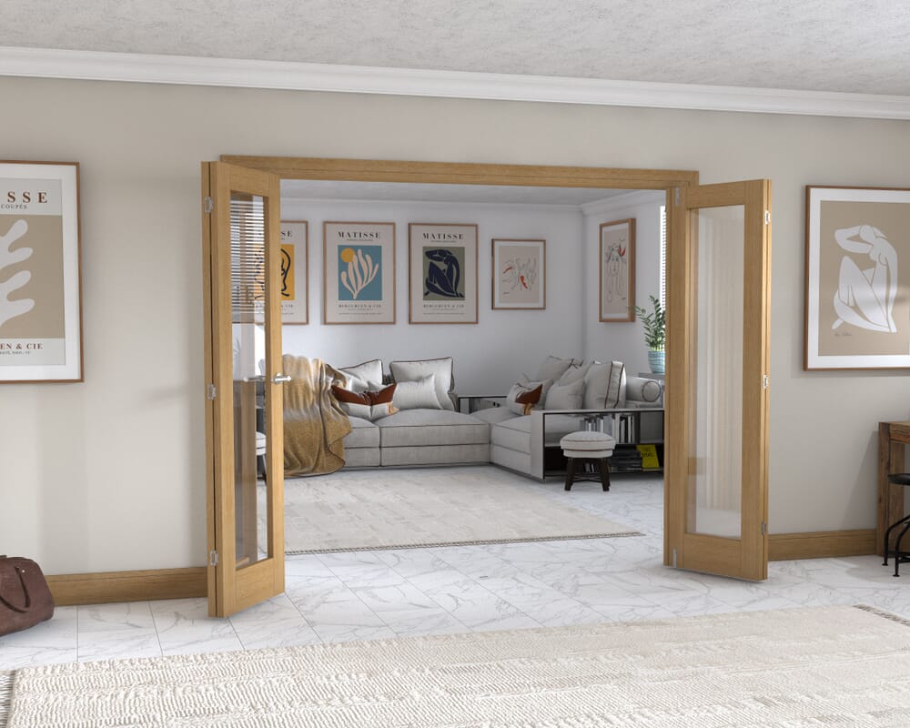 Oak P10 Frenchfold - Clear Prefinished (4 x 573mm Doors)