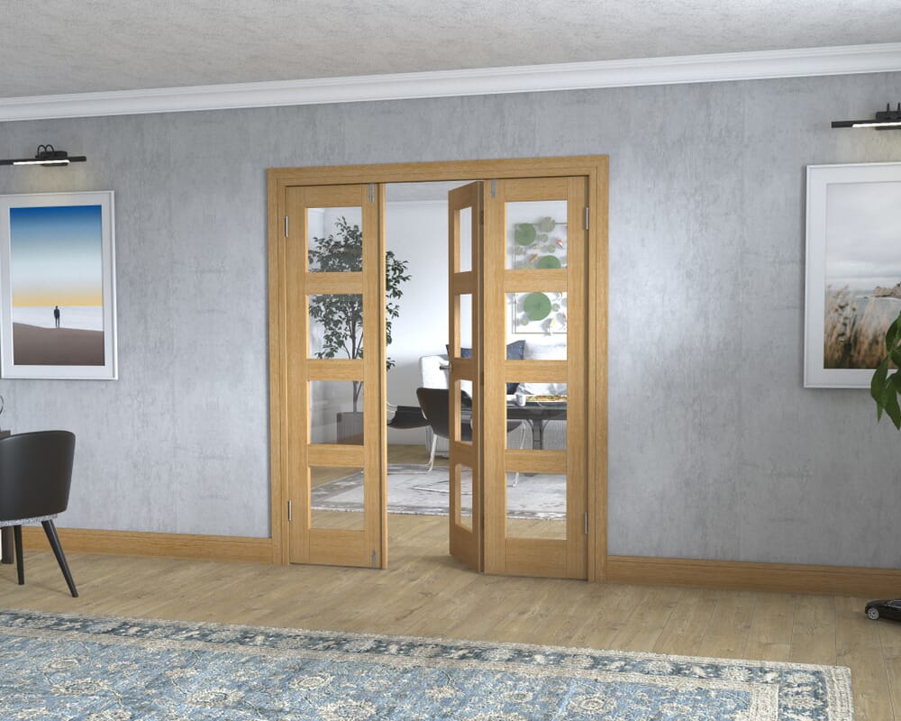 Oak 4L Frenchfold - Clear Prefinished (3 x 533mm Doors)