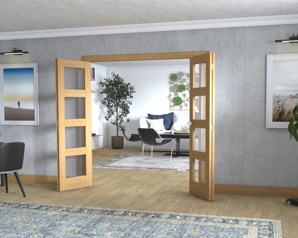 Oak 4L Frenchfold - Clear Prefinished (3 x 610mm Doors)