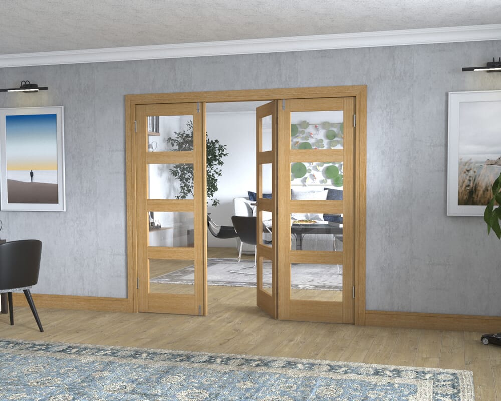 Oak 4L Frenchfold - Clear Prefinished (3 x 686mm Doors)