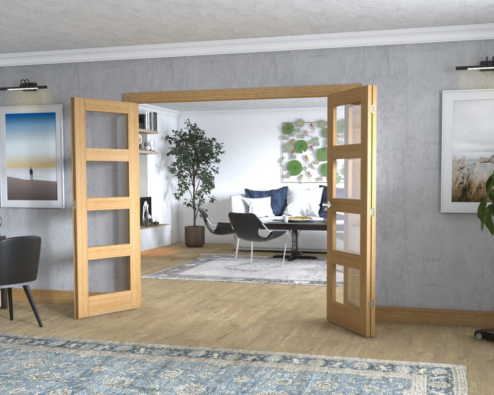 Oak 4L Frenchfold - Clear Prefinished (3 x 686mm Doors)