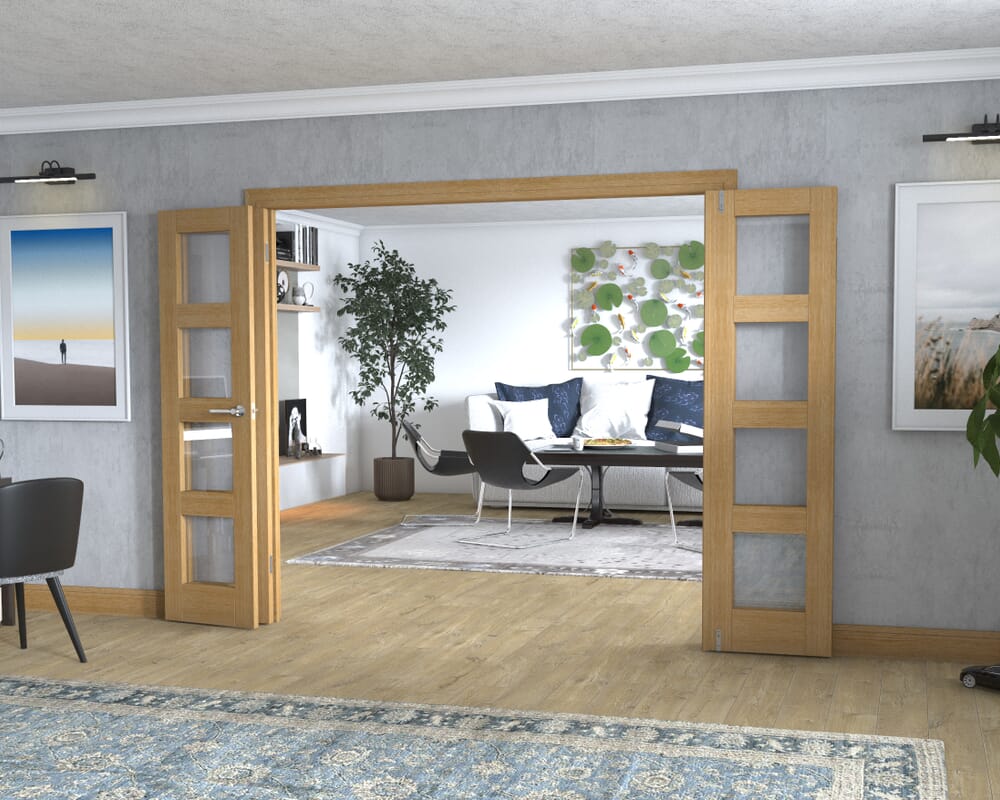 Oak 4L Frenchfold - Clear Prefinished (4 x 533mm Doors)