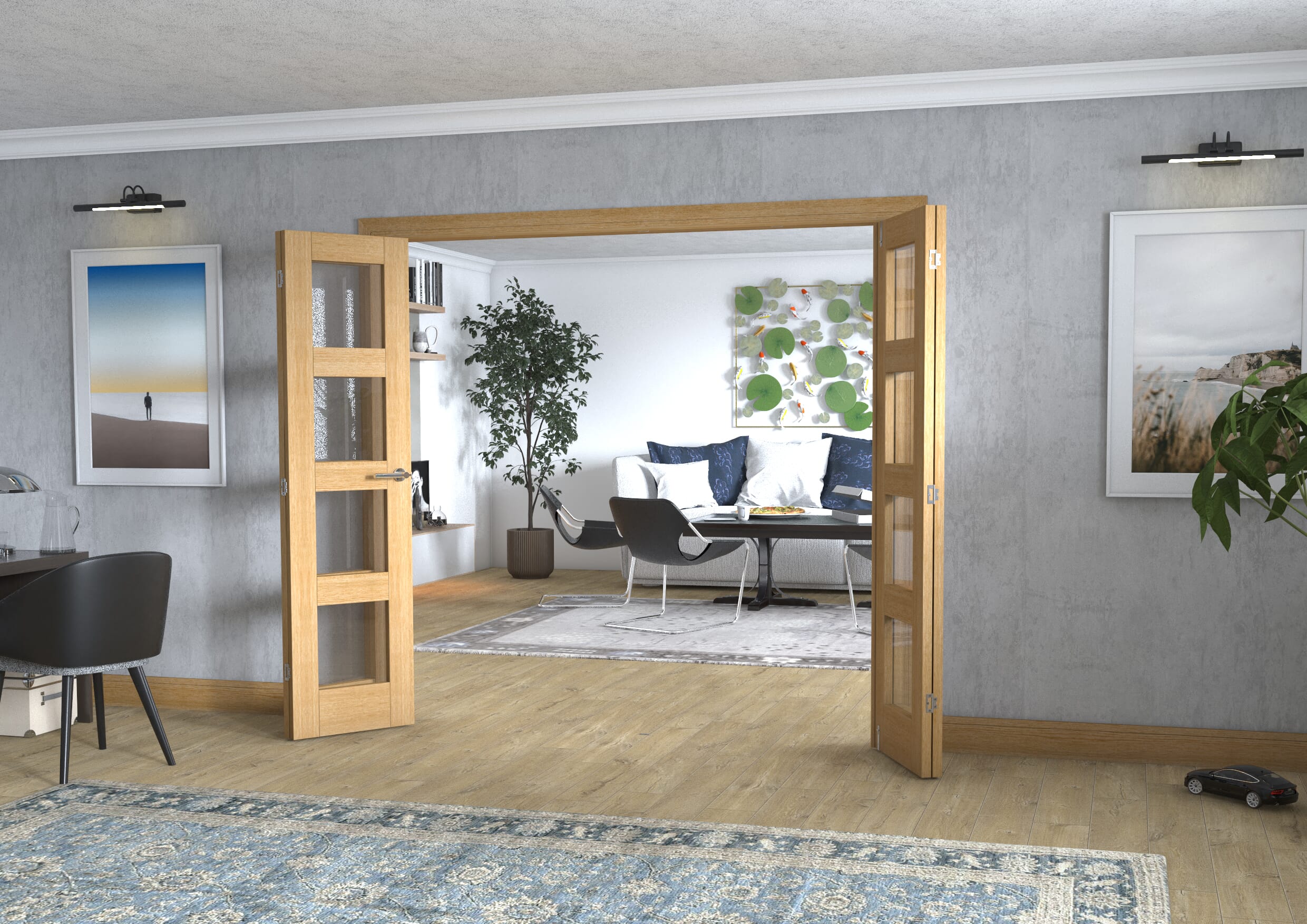 Oak 4L Frenchfold - Clear Prefinished (4 x 533mm Doors)