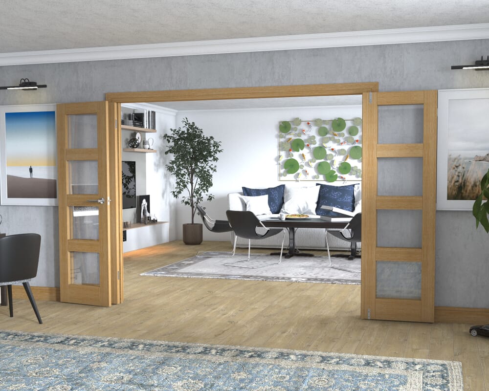Oak 4L Frenchfold - Clear Prefinished (4 x 610mm Doors)