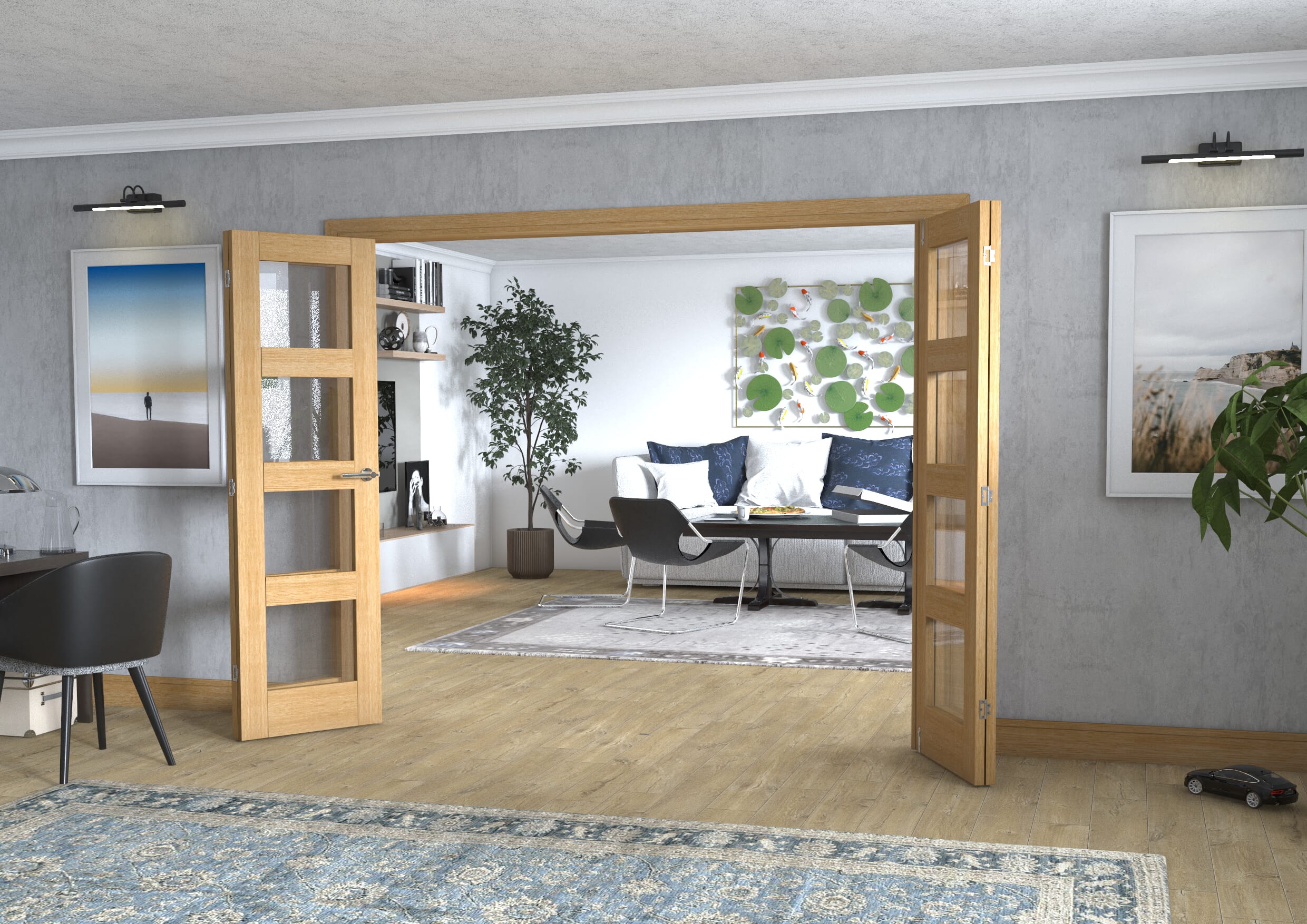Oak 4L Frenchfold - Clear Prefinished (4 x 610mm Doors)