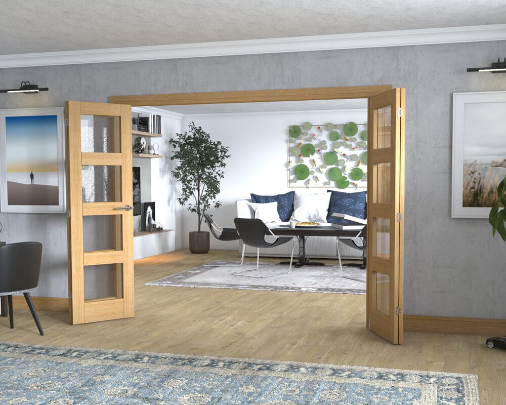Oak 4L Frenchfold - Clear Prefinished (4 x 610mm Doors)