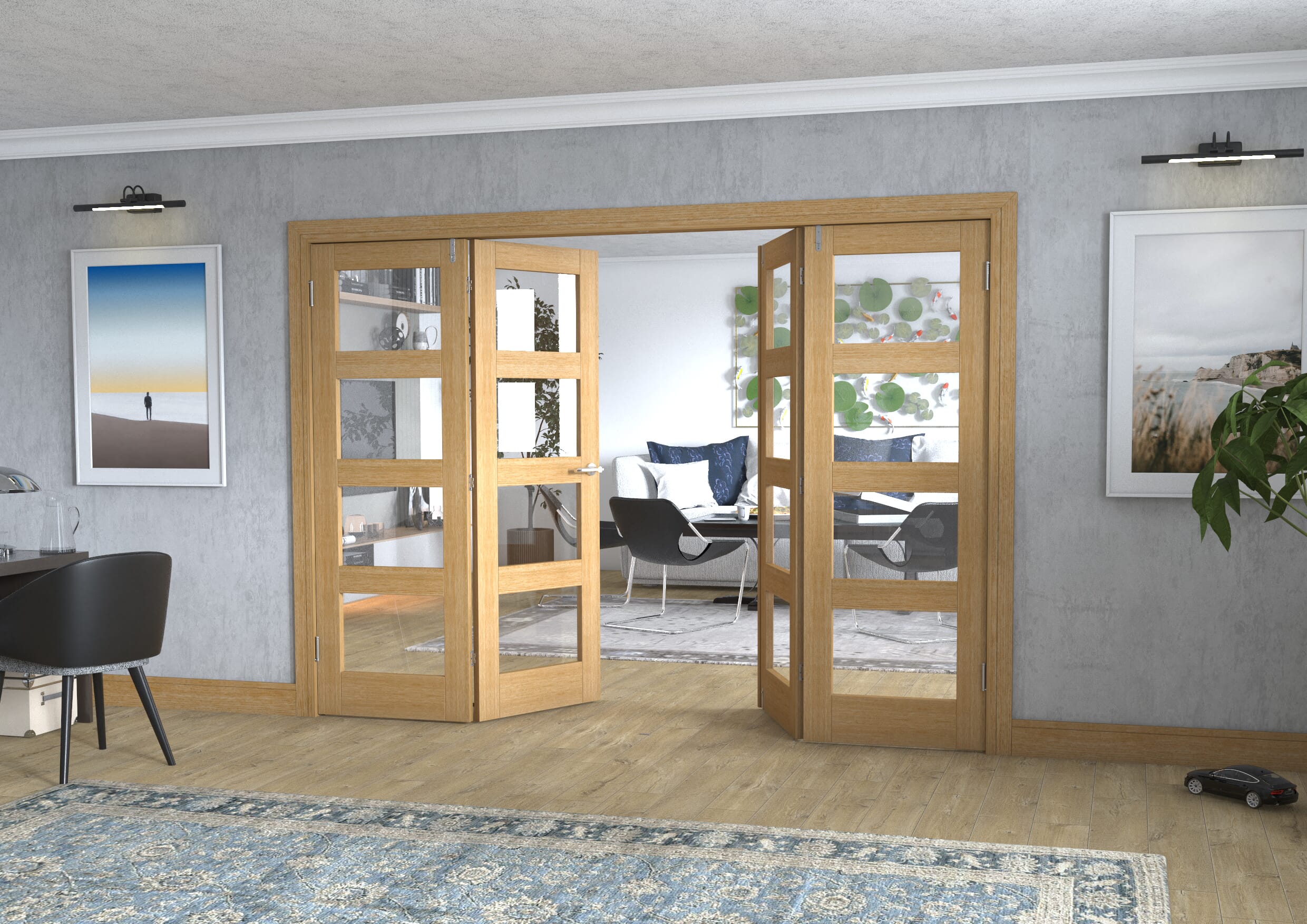 Oak 4L Frenchfold - Clear Prefinished (4 x 686mm Doors)