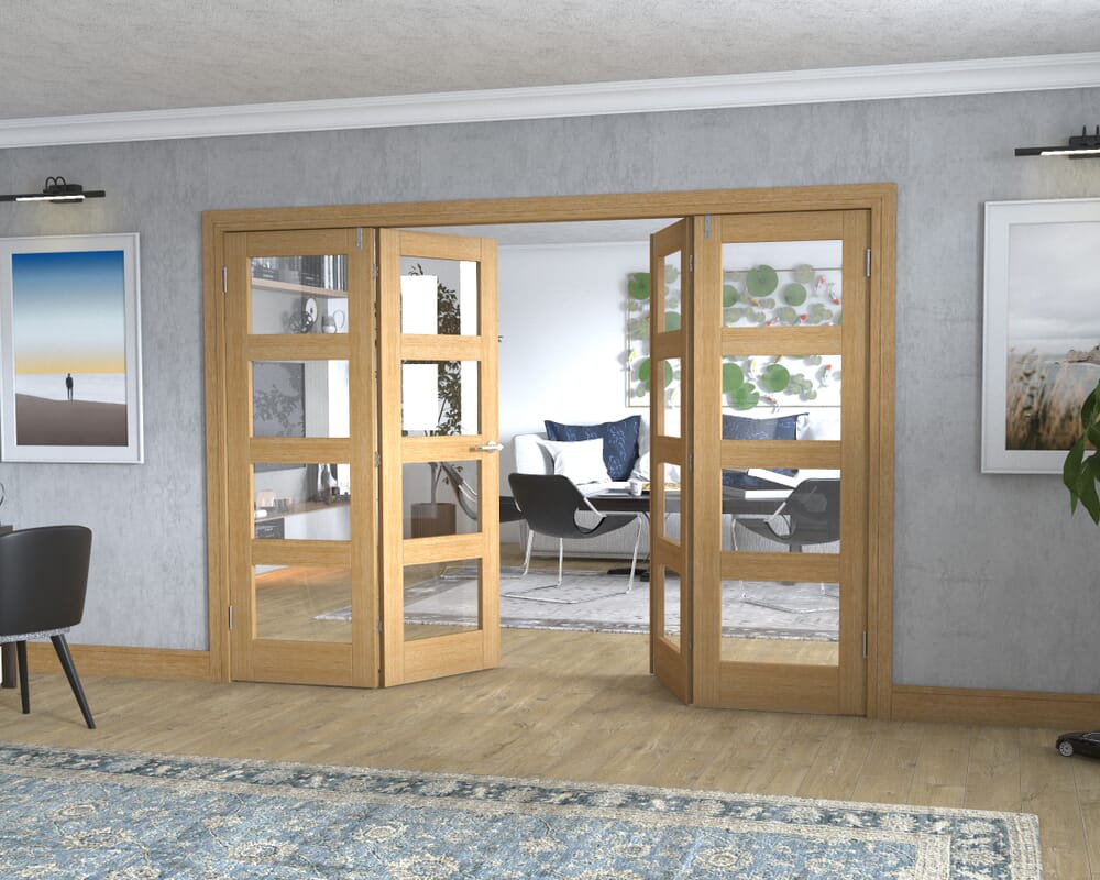 Oak 4L Frenchfold - Clear Prefinished (4 x 686mm Doors)