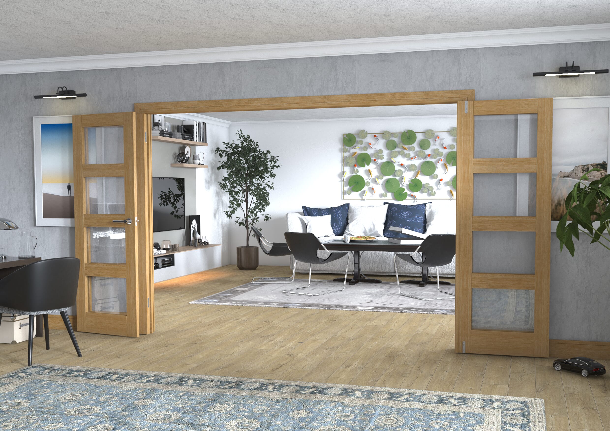 Oak 4L Frenchfold - Clear Prefinished (4 x 686mm Doors)