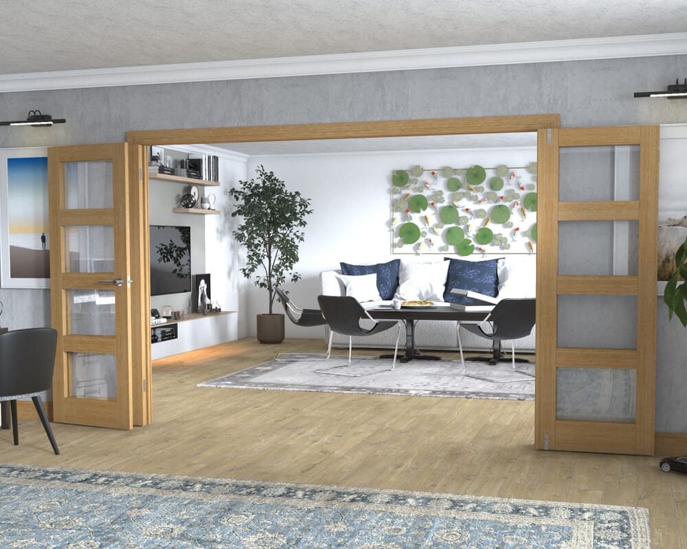Oak 4L Frenchfold - Clear Prefinished (4 x 686mm Doors)