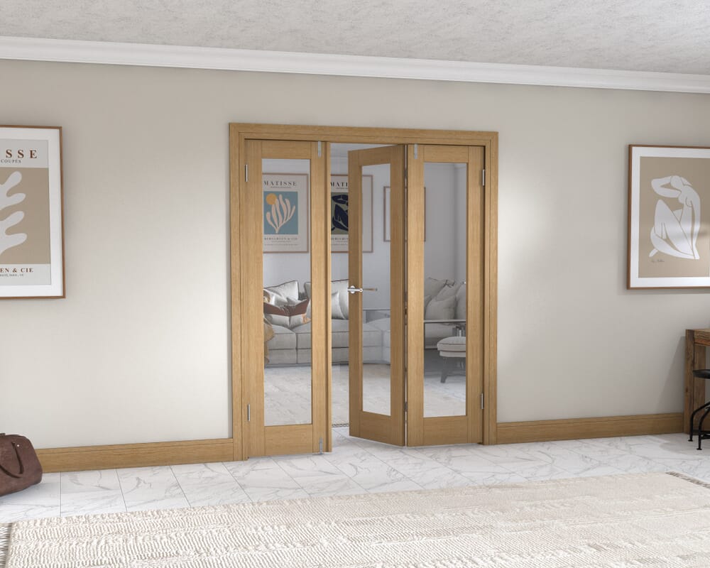 Oak P10 Frenchfold - Clear (3 x 533mm Doors)