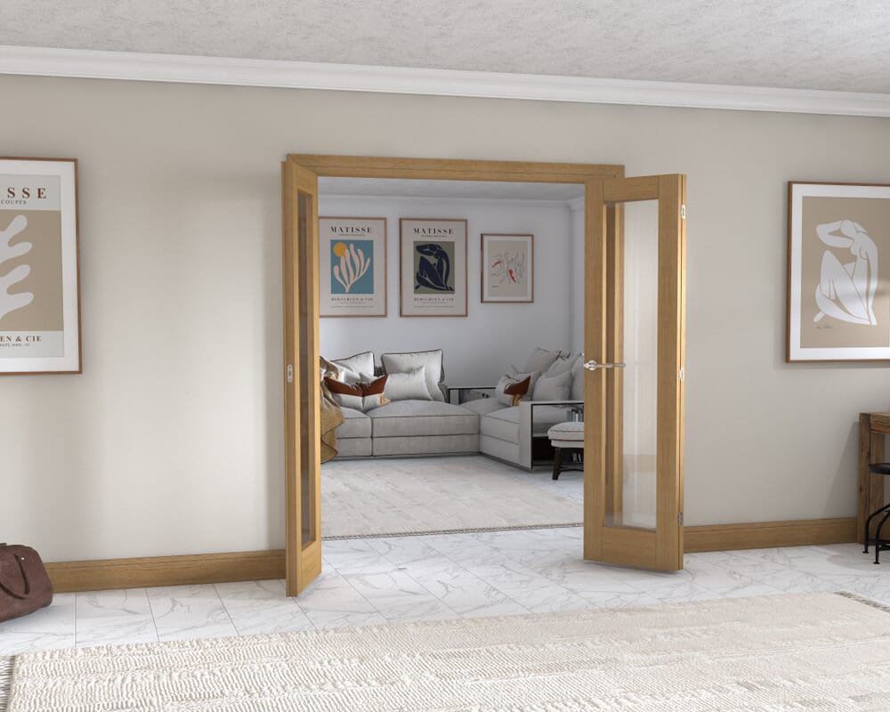 Oak P10 Frenchfold - Clear (3 x 533mm Doors)