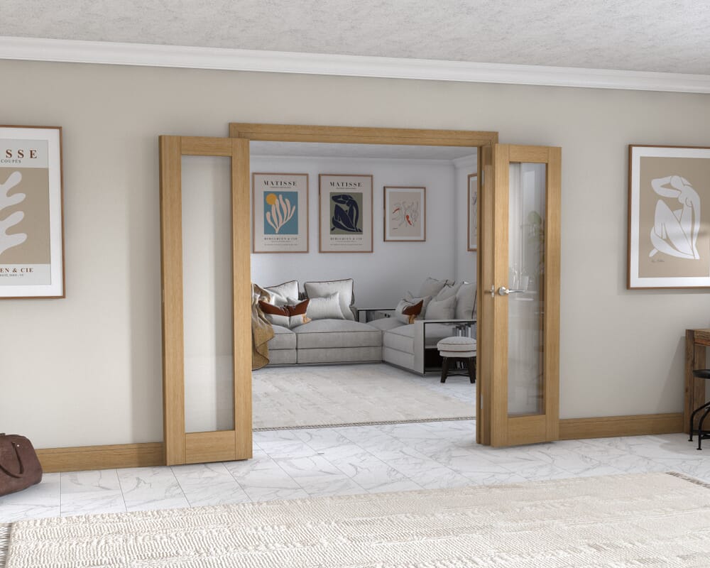 Oak P10 Frenchfold - Clear (3 x 533mm Doors)