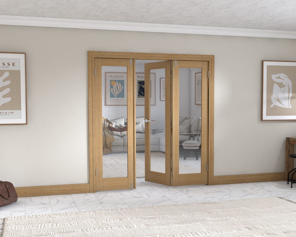 Oak P10 Frenchfold - Clear (3 x 610mm Doors)