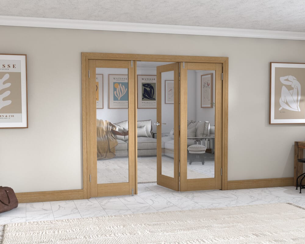 Oak P10 Frenchfold - Clear (3 x 686mm Doors)
