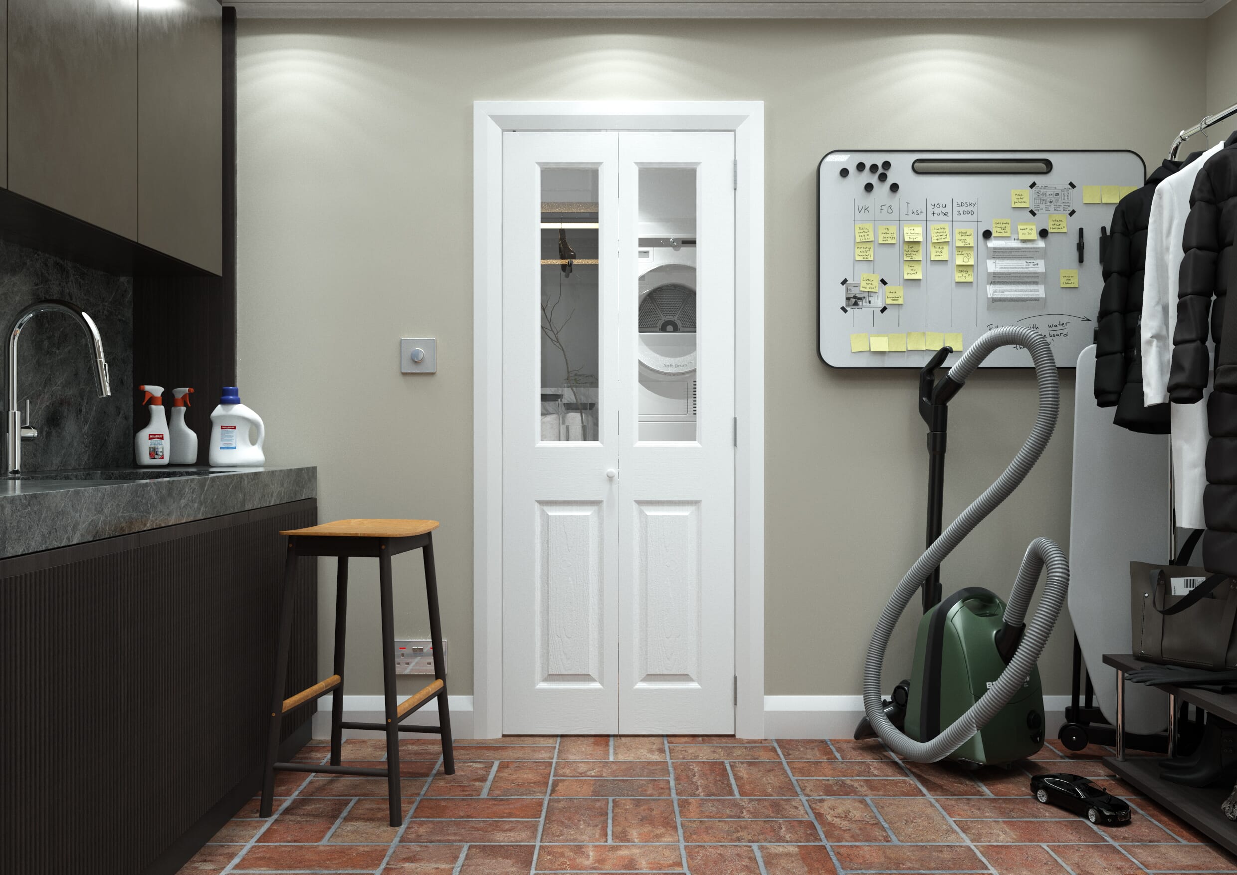 White Grained 4 Panel Clear Glass Bi-fold Doors