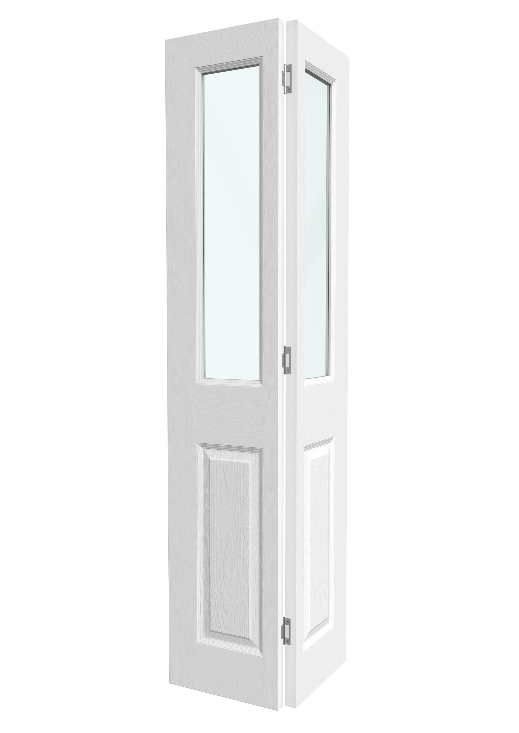 1981mm X 686mm X 35mm (27") White Grained 4 Panel Clear Glass Bi-fold Doors Image