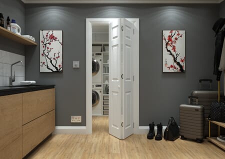 White Grained 6 Panel Bi-fold Doors