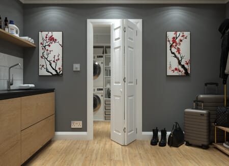 White Grained 6 Panel Bi-fold Doors