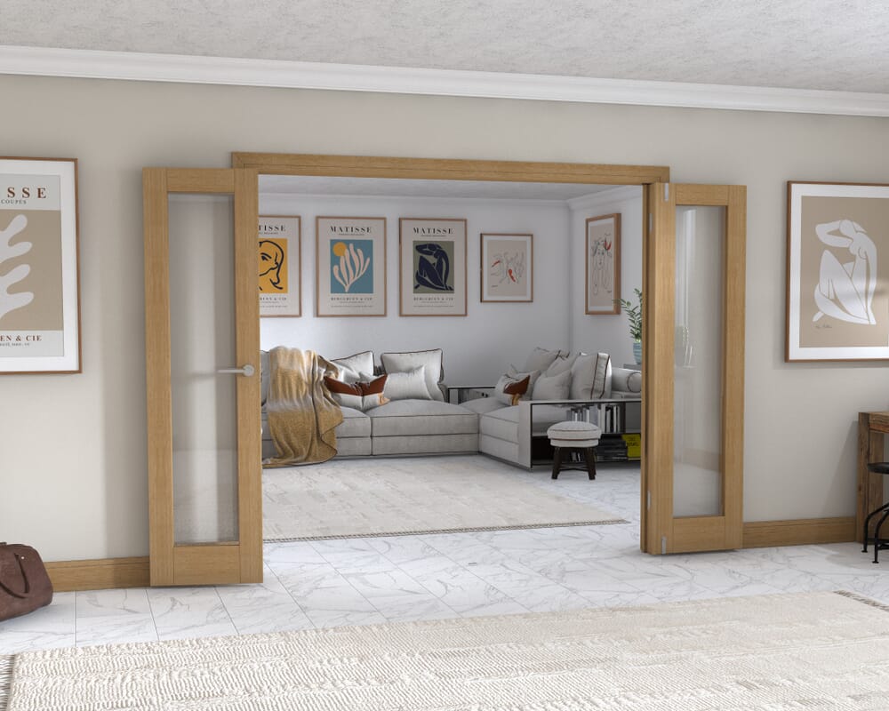 Oak P10 Frenchfold - Clear (4 x 533mm Doors)