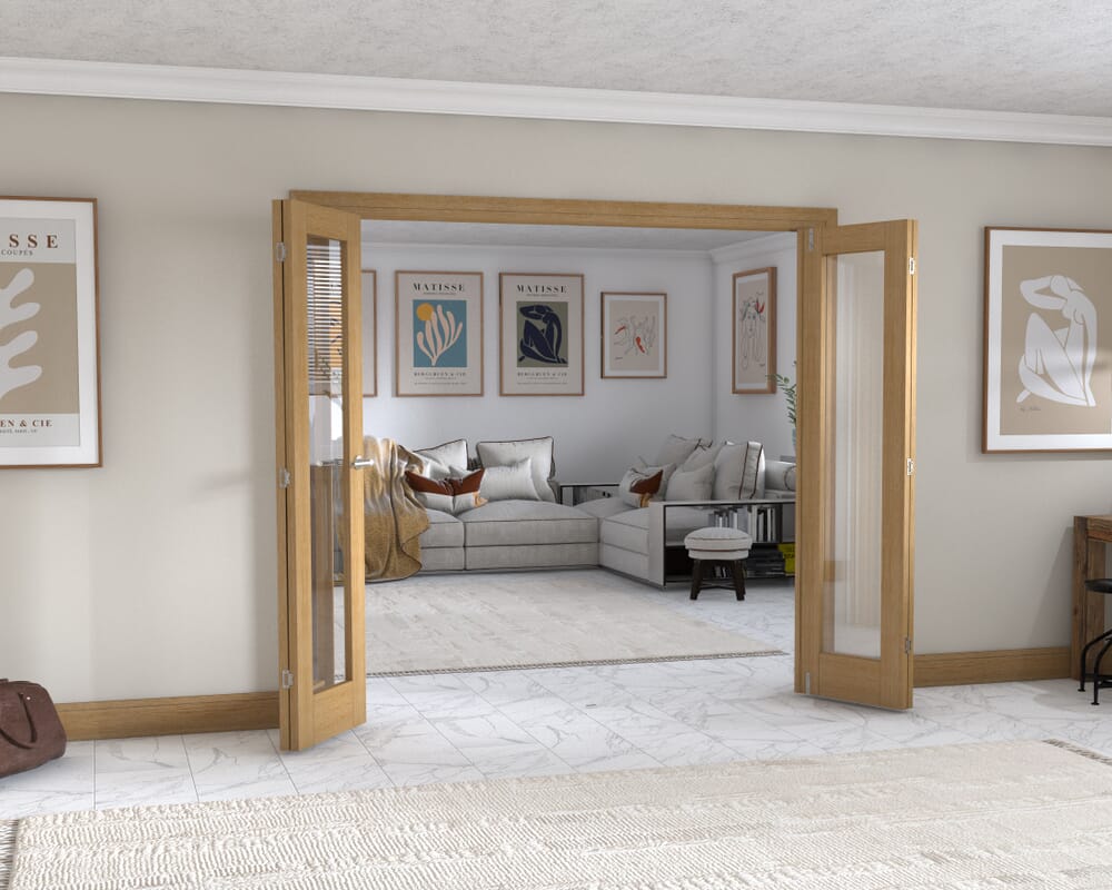 Oak P10 Frenchfold - Clear (4 x 533mm Doors)