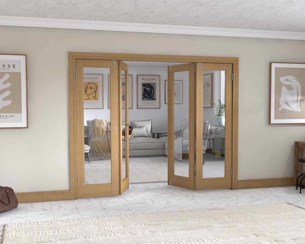 Oak P10 Frenchfold - Clear (4 x 610mm Doors)