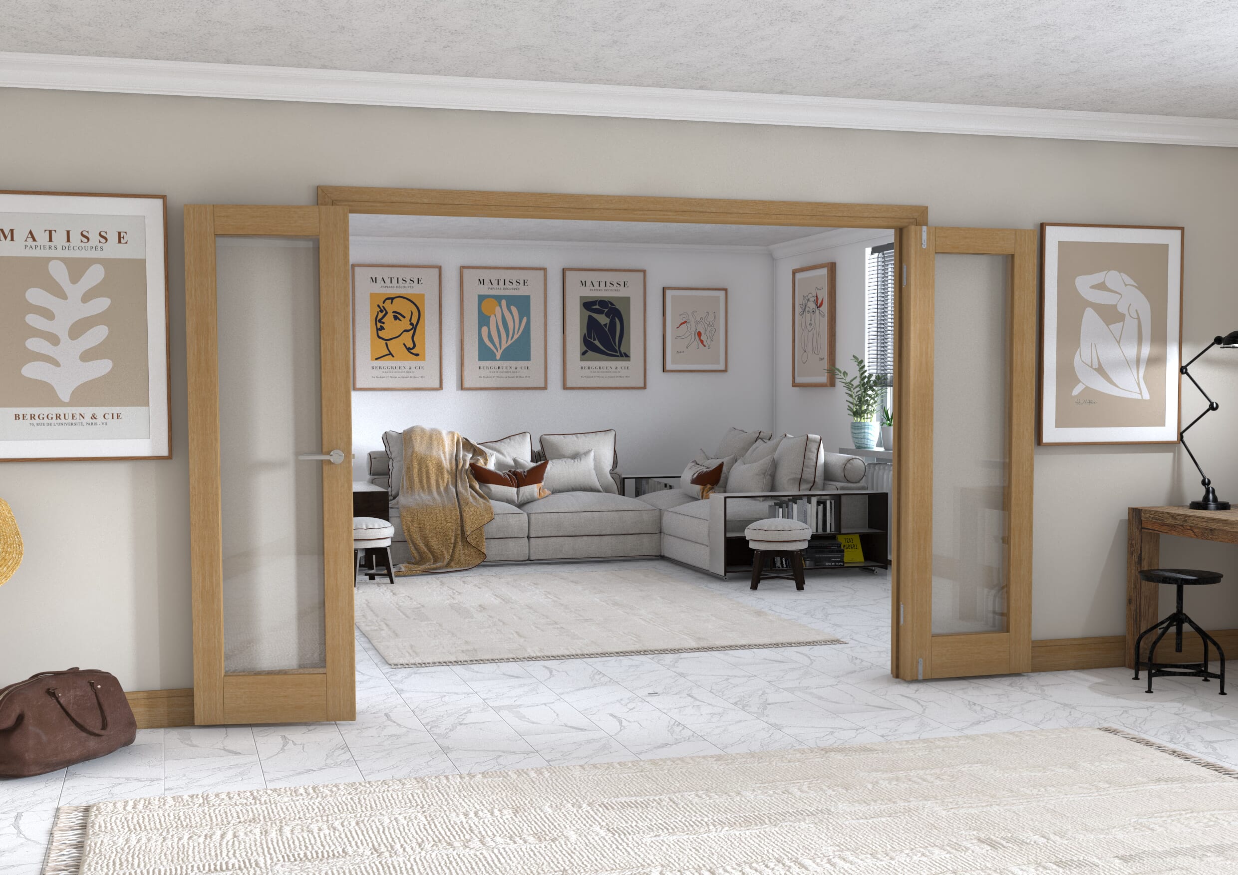 Oak P10 Frenchfold - Clear (4 x 610mm Doors)