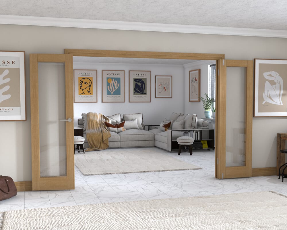 Oak P10 Frenchfold - Clear (4 x 610mm Doors)