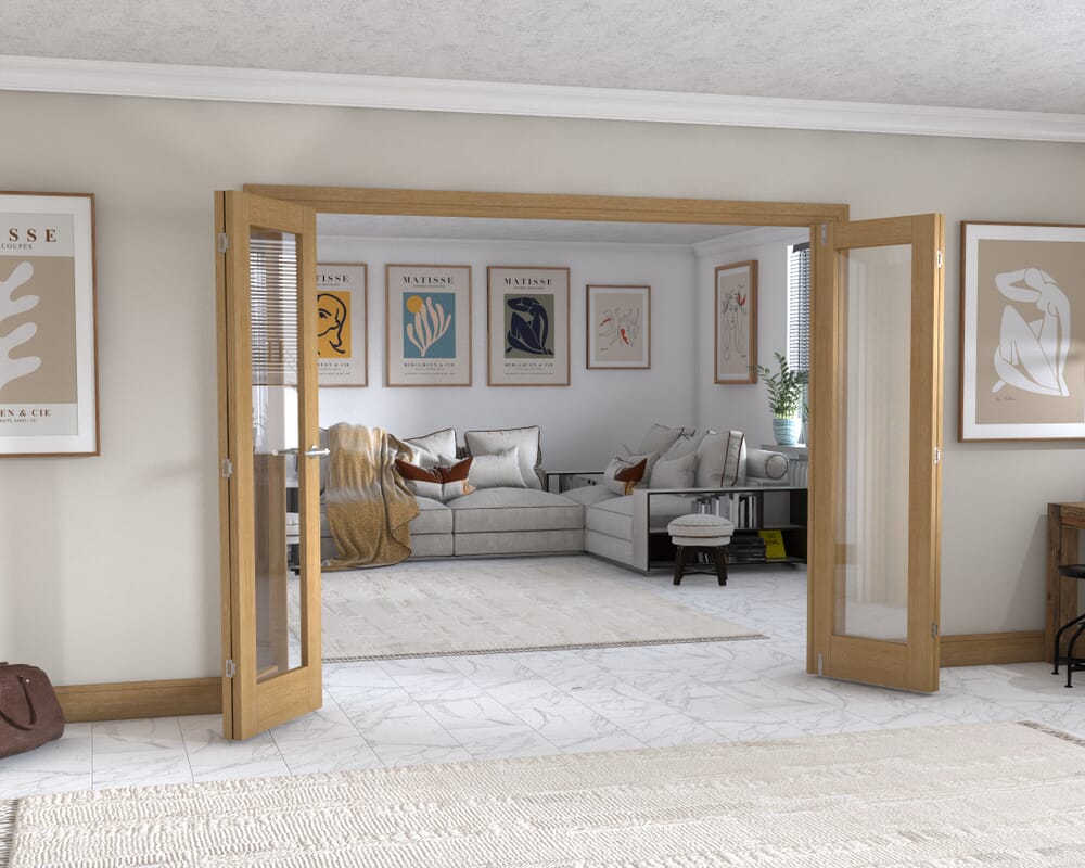 Oak P10 Frenchfold - Clear (4 x 610mm Doors)