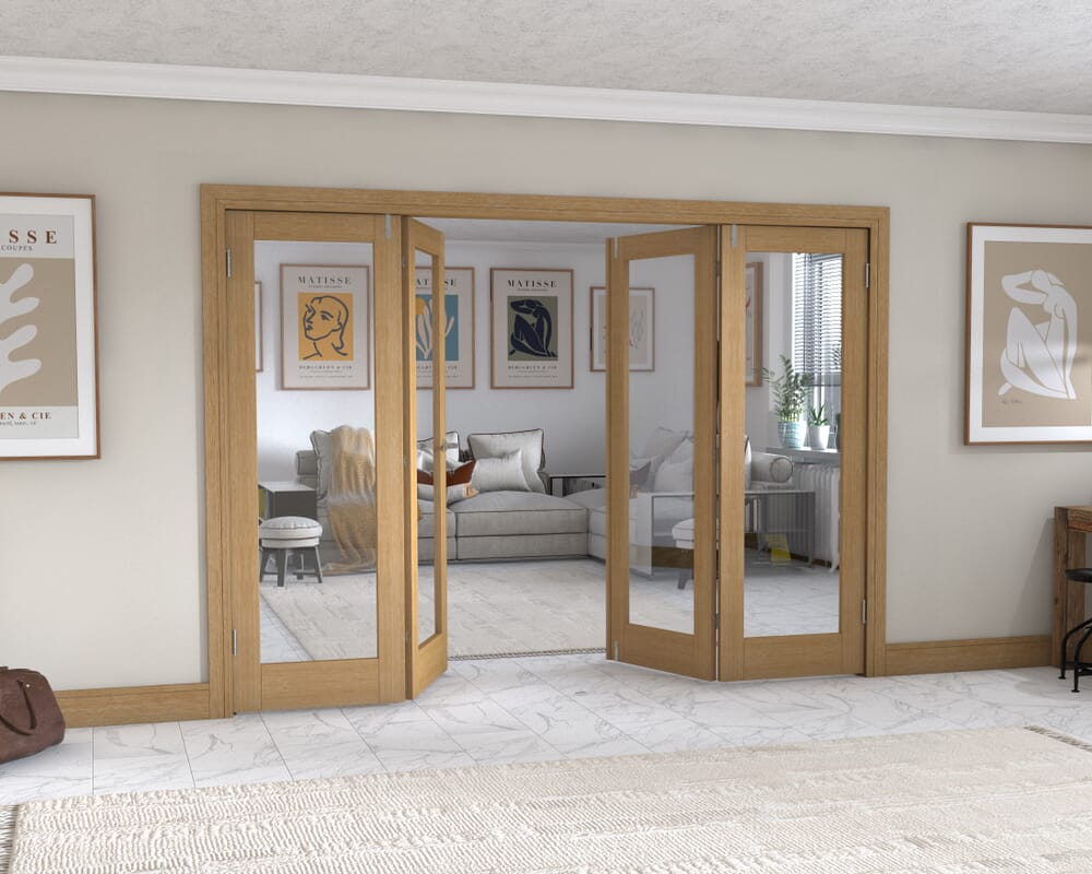 Oak P10 Frenchfold - Clear (4 x 686mm Doors)