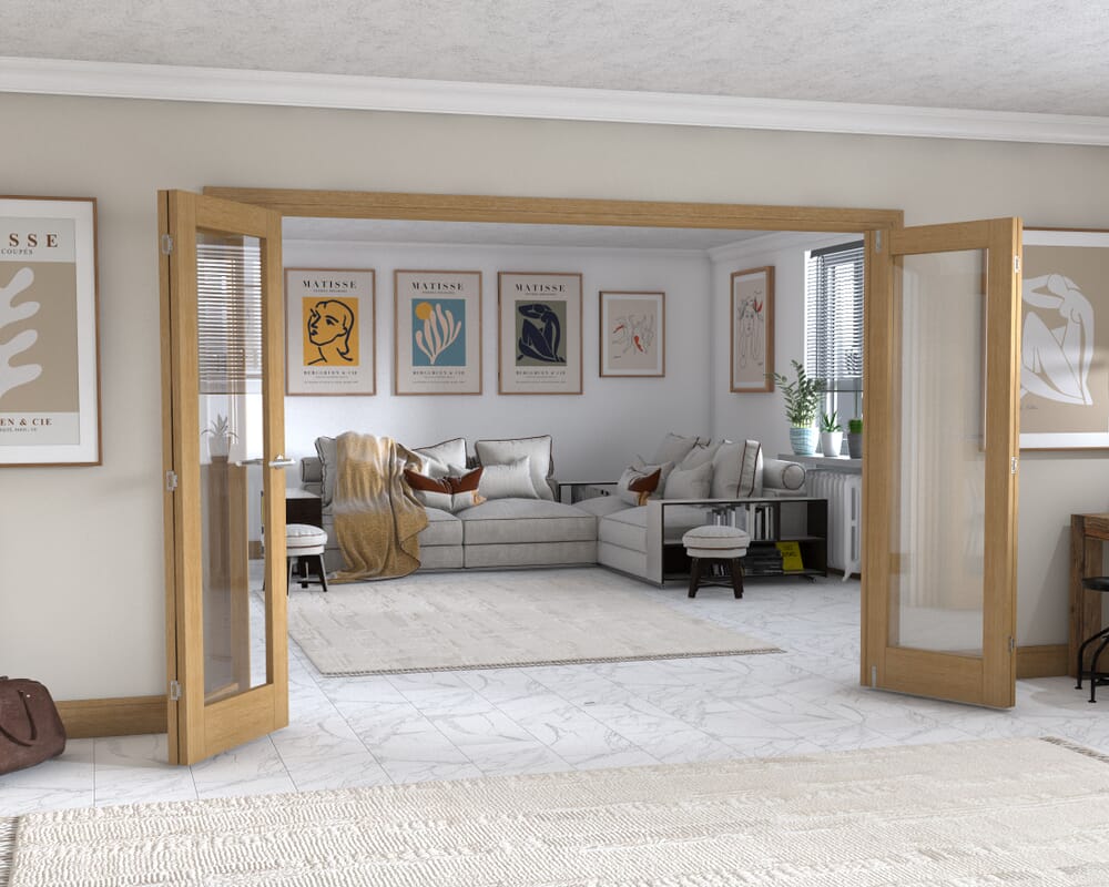 Oak P10 Frenchfold - Clear (4 x 686mm Doors)