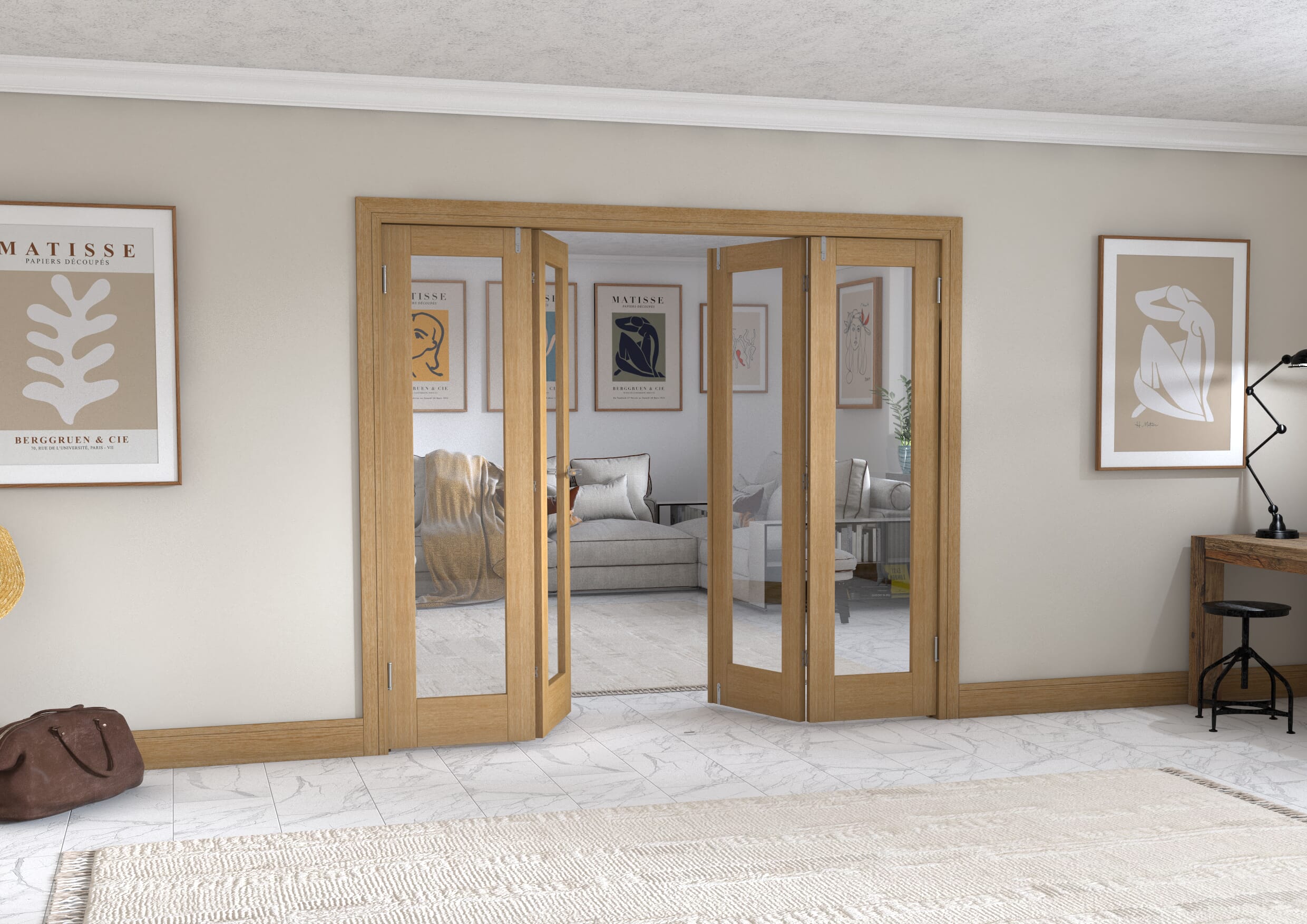 Oak P10 Frenchfold - Clear (4 x 573mm Doors)