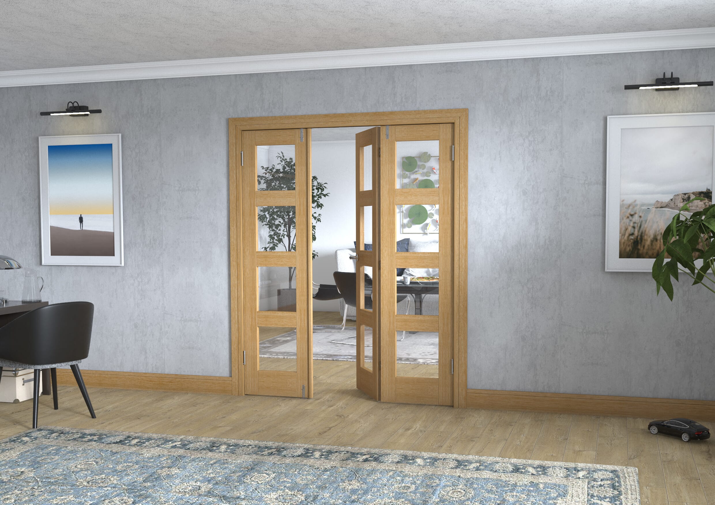 Oak 4L Frenchfold - Clear (3 x 533mm Doors)