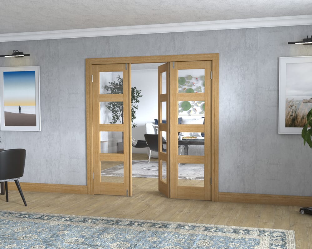 Oak 4L Frenchfold - Clear (3 x 610mm Doors)