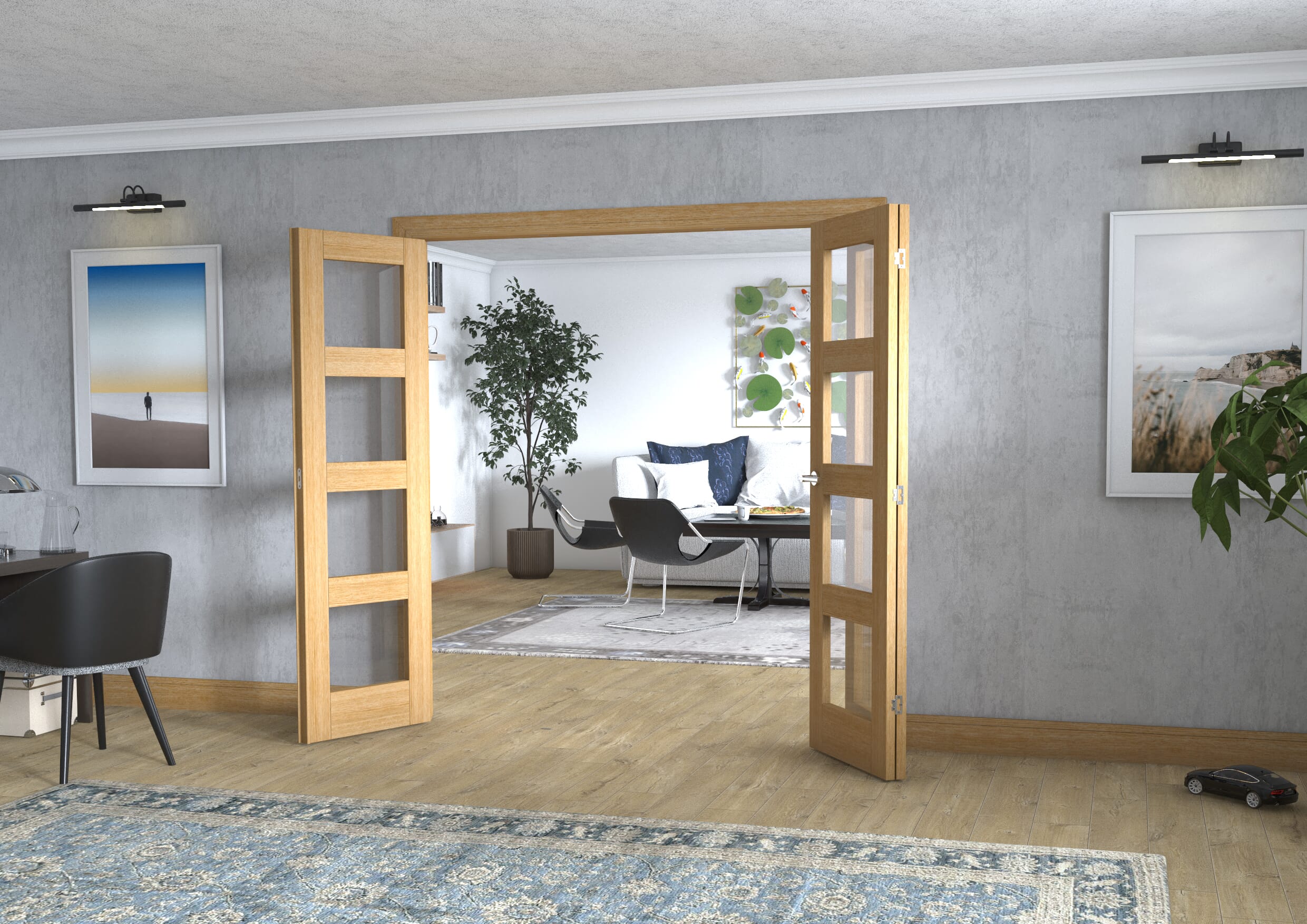 Oak 4L Frenchfold - Clear (3 x 610mm Doors)