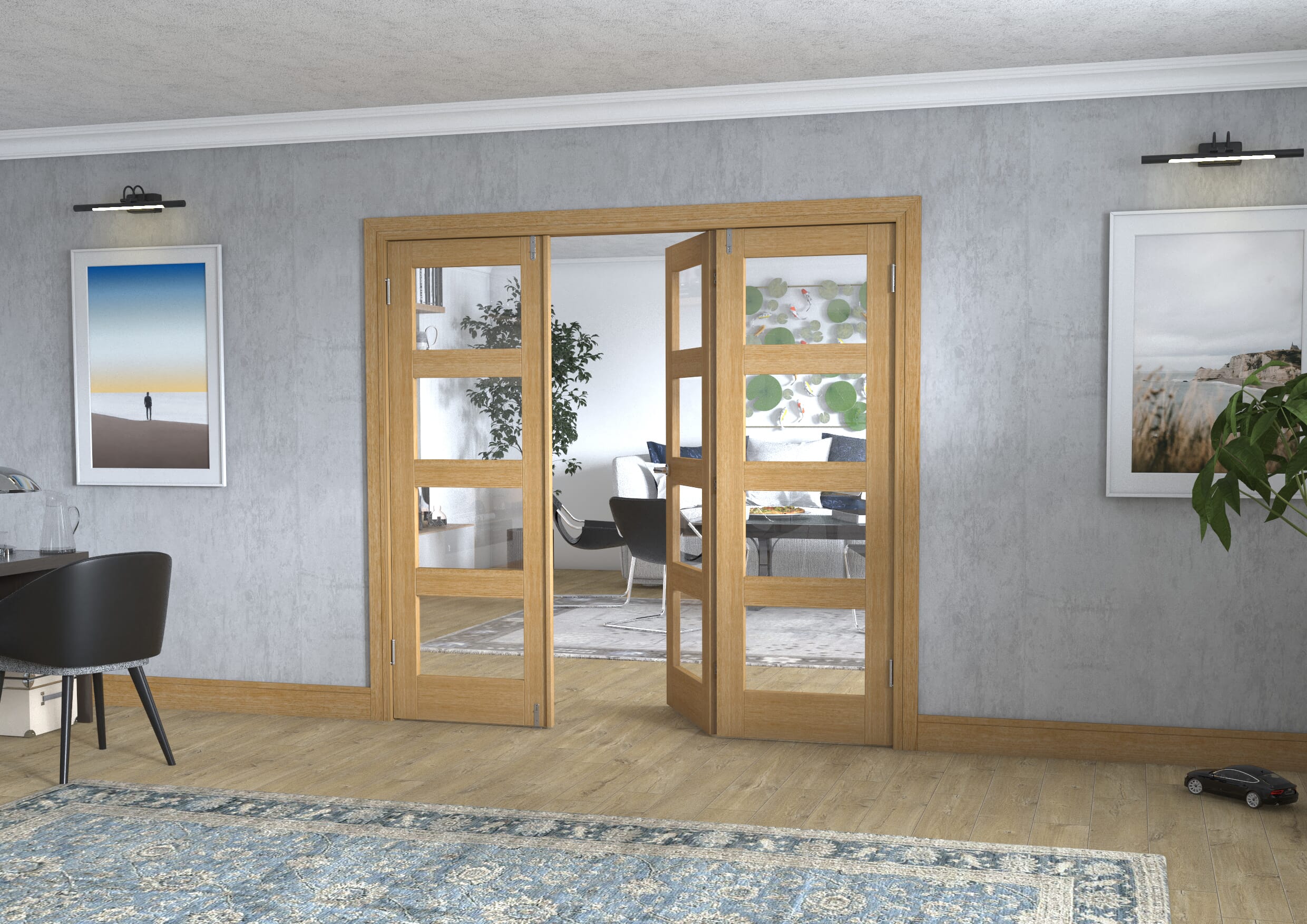 Oak 4L Frenchfold - Clear (3 x 686mm Doors)