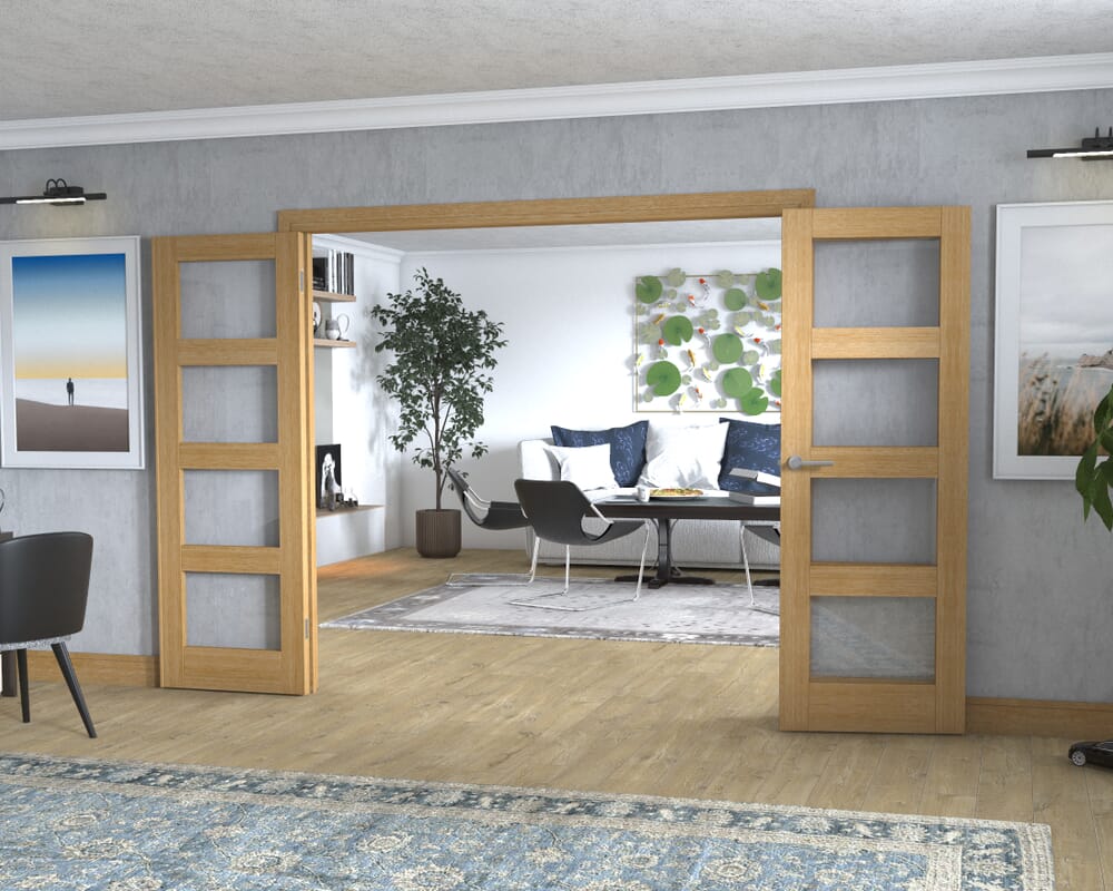 Oak 4L Frenchfold - Clear (3 x 686mm Doors)